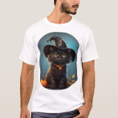 T-shirt Jolie sorcière de chat Halloween sur la saison d'a (Devant)