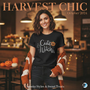 T-shirt Jolie sorcière femme noire et blanche Halloween