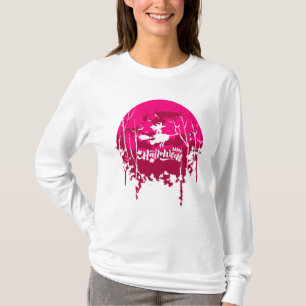 T-shirt Jolie Sorcière Volant Broom contre Pleine lune
