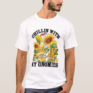 T-shirt Jolie Tournesol Gnomes Été Pour Maman Chillin Avec