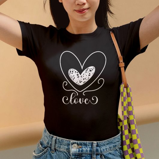 T-shirt Jolie Typographie moderne Aimer Coeurs Valentines