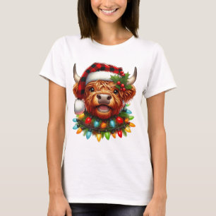 T-shirt Jolie vache des Highlands de Noël – Buffalo festif