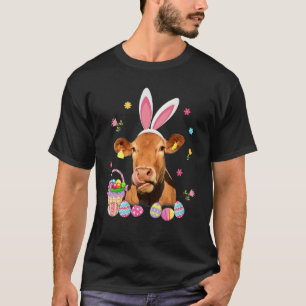 T-shirt Jolie vache jour de Pâques lapin œufs panier génis