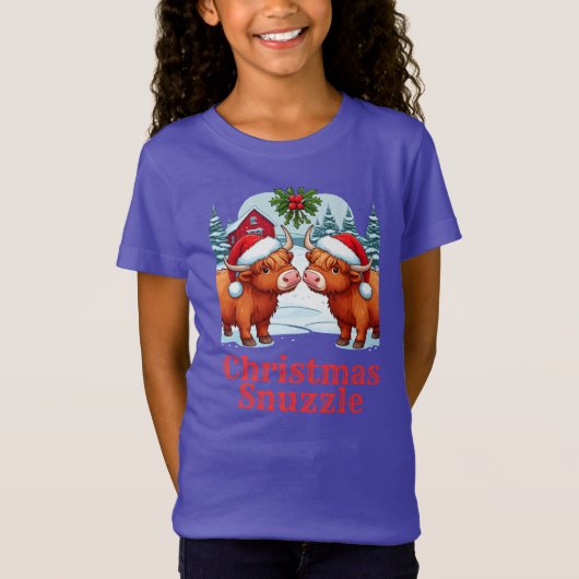 T-Shirt Jolie vaches Noël Highland Snuzzle (Devant)