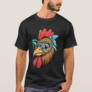 T-shirt jolies femmes fille poulet avec bandana bandeau et