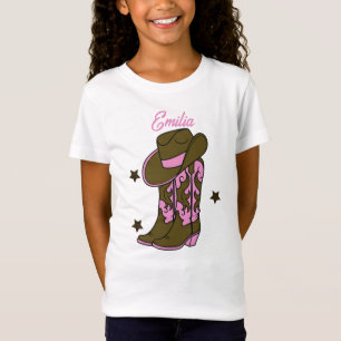 T-Shirt Jolies Filles Cowboy Rose Brun Nom