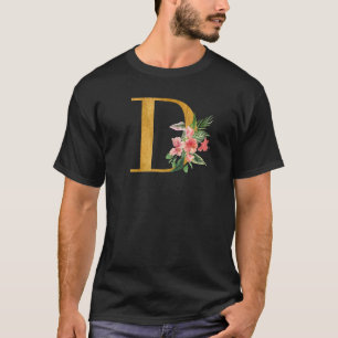 T-shirt Jolies lettres initiales de monogramme Fleurs maju