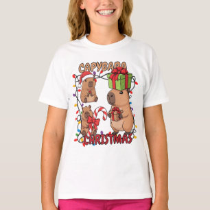 T-shirt Jolies Lumières de Noël de Capybara Fête de Fête