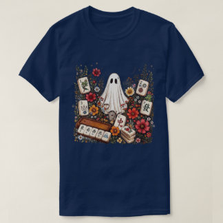 T-shirt Jolis carreaux floraux de Mahjong avec fantôme gra