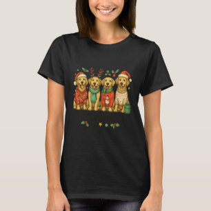 T-shirt Jolis chiens Retriever dorés Joyeux Noël lumières 
