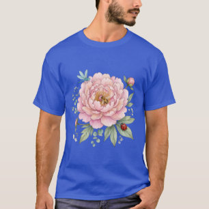 T-shirt Jolis insectes de jardin Art aquarelle paeonie