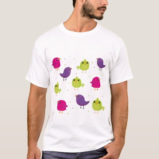 T-shirt Jolis oiseaux colorés (Devant)
