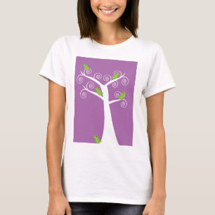 T-shirt Jolis oiseaux verts citron tourbillonnent arbre vi