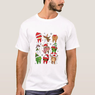 T-shirt Jolis personnages de dent de Noël dentaire de Noël