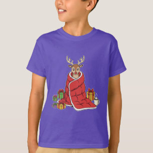 T-shirt Jolis Renne de Noël Coquets dans une Couverture Dr