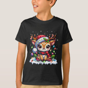 T-shirt Jolis Renne Santa Noël Xmas Filles Femmes Enfant
