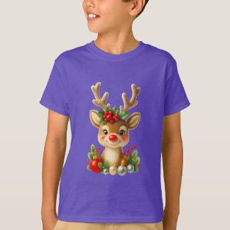 T-shirt Jolis rennes de Noël en illustration 3D | Fêtes de