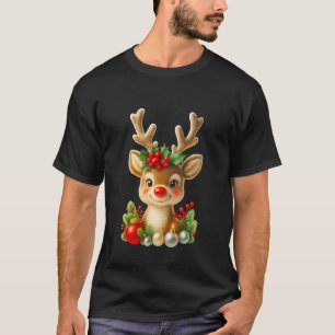 T-shirt Jolis rennes de Noël en illustration 3D Vacances