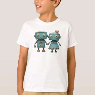 T-shirt Jolis robots vintage amoureux en couple en art