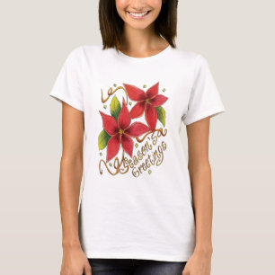 T-shirt Jolis vœux de Noël avec poinsettias