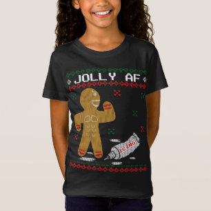 T-Shirt Jolly AF Gingerbread Man Body Builder Ugly Christm