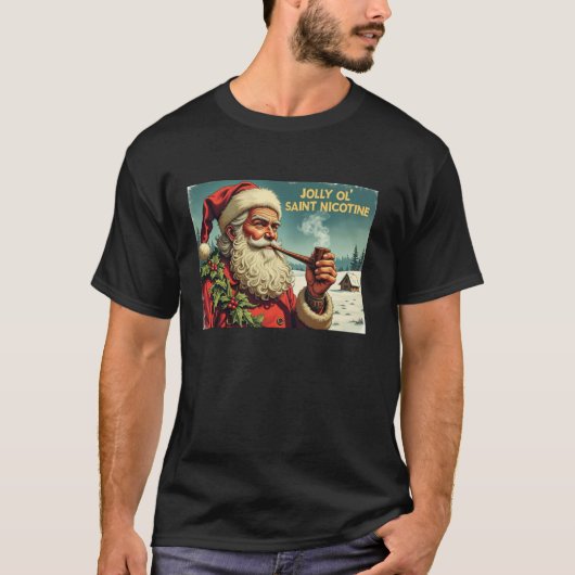 T-shirt Jolly Ol Saint Nicotine Père Noël avec tuyau de ta (Devant)
