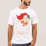 T-shirt Jolly Père Noël Casquette Noël Vintage<br><div class="desc">Jolly Santa Claus,  vieux St. Nick. Casquette rouge avec saint.  Parfait pour Noël Fête de Noël.</div>
