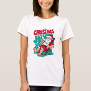 T-shirt Jolly Père Noël savourer une brasse glacée