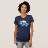 T-shirt Jolly roger 2,0 couleurs augmentées des femmes (Devant entier)