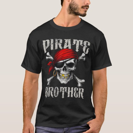 T-shirt Jolly roger Frère Pirate Drapeau Et Crossbon Crâne (Devant)