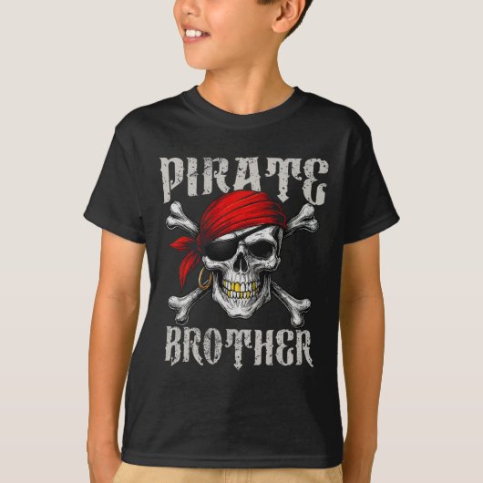 T-shirt Jolly roger Frère Pirate Drapeau Et Crossbon Crâne (Devant)