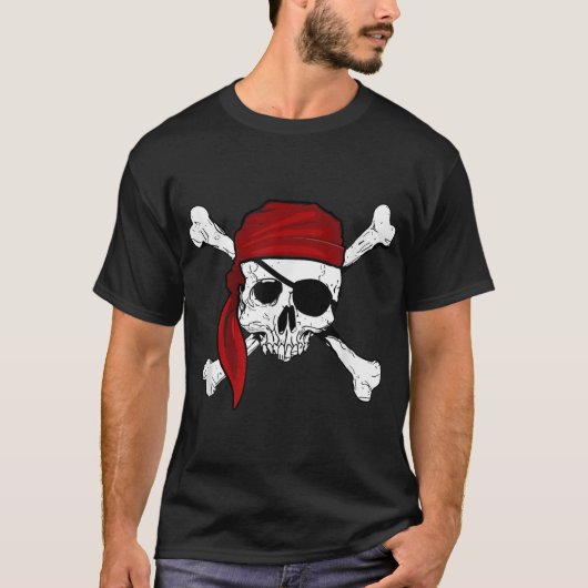 T-shirt Jolly roger Pirate Pirates Crâne Et Os Croisés (Devant)