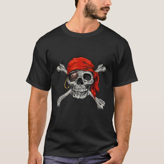 T-shirt Jolly roger Pirate Skull Crossbones Halloween (Devant)