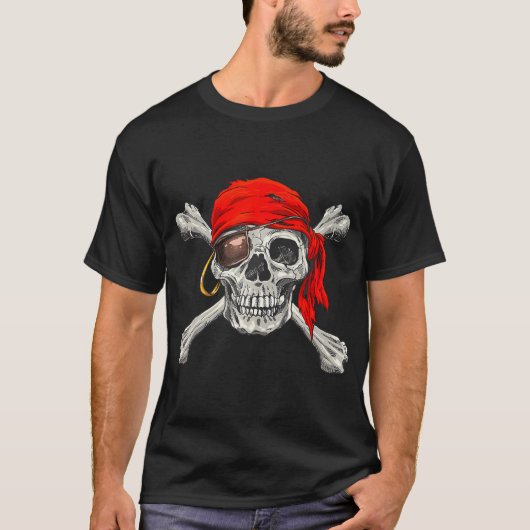T-shirt Jolly roger Pirate Skull Crossbones Halloween (Devant)