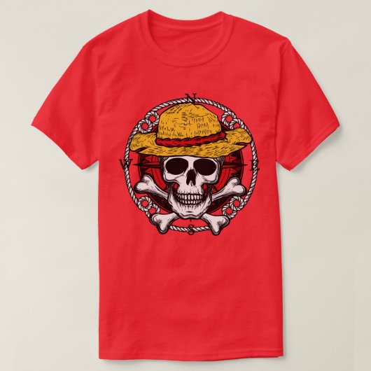T-shirt Jolly roger Pirates Casquette de paille (Design devant)