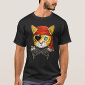 T-shirt Jolly roger Visage de chat Pirate mignon Drapeau H (Devant)