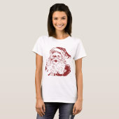 T-shirt Jolly Santa Claus dans Red Fun Retro Joyeux Noël (Devant entier)