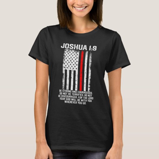 T-shirt Joshua 19 American US Flag Firefighter Cross Chris (Devant)