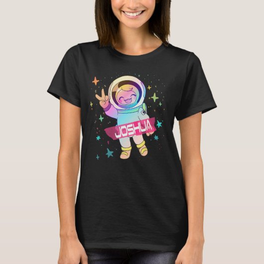 T-shirt JOSHUA - Nom mignon du garçon avec astronaute mign (Devant)