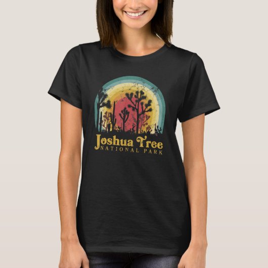 T-shirt Joshua Tree National Park Plantes Retro Sunset (Devant)