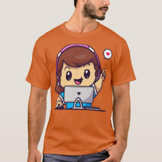 T-shirt Jote Gamer Girl Jouer PC Cartoon