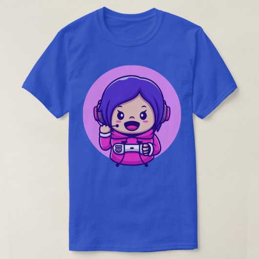 T-shirt Jote Girl Gaming Holding Joystick Cartoon (Design devant)