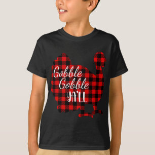 T-shirt Jote Gobble Yall Ya'll Rouge Plaid Thanksgivi