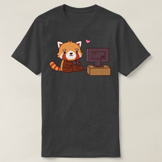T-shirt Jote Red Panda aime les jeux vidéo (Design devant)