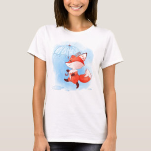 T-shirt Jote Renard rouge avec parapluie