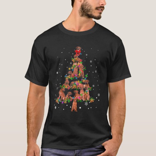 T-shirt Jote Rhodesian Ridgeback Chien de Noël Arbre cadea (Devant)