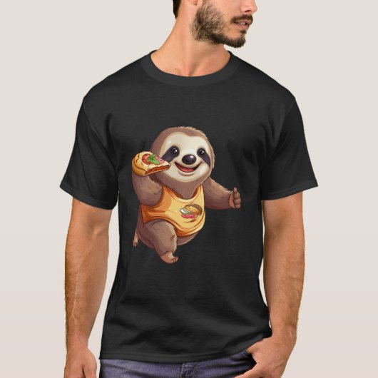 T-shirt Jote Sloth Jogger Jogging Pizza Slice (Devant)
