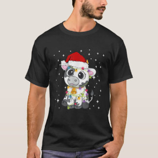 T-shirt Jote Vache Santa Chapeau Xmas Light Matching Pajam