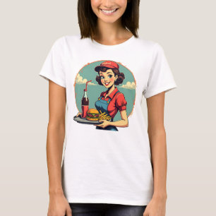 T-shirt Jote Vintage années 1950 Carhop Retro pour femmes