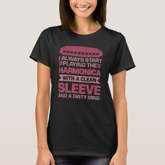 T-shirt Jouer À L'Harmonica Avec Un Manche Propre Et Un Di (Devant)